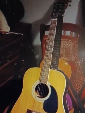 Acoustic Dreadnought Guitar in Natural Honey Finish